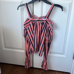 top shop off the shoulder top striped